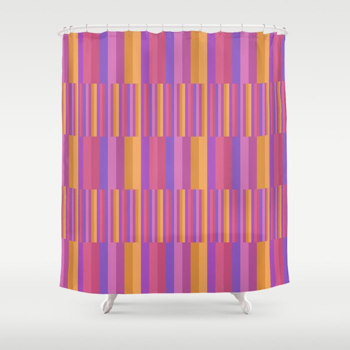 Mixed Stripes Pattern IV Colorful 90s Shower Curtain Gallery Image 1