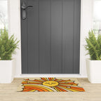 The Happiest Sun Retro Groovy 70s Orange Yellow Welcome Mat Gallery Image 3