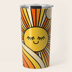 The Happiest Sun Retro Groovy 70s Orange Yellow Travel Mug Gallery Image 1
