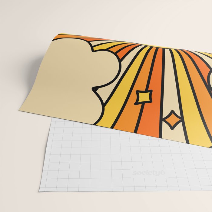 The Happiest Sun Retro Groovy 70s Orange Yellow Wrapping Paper Gallery Image 2