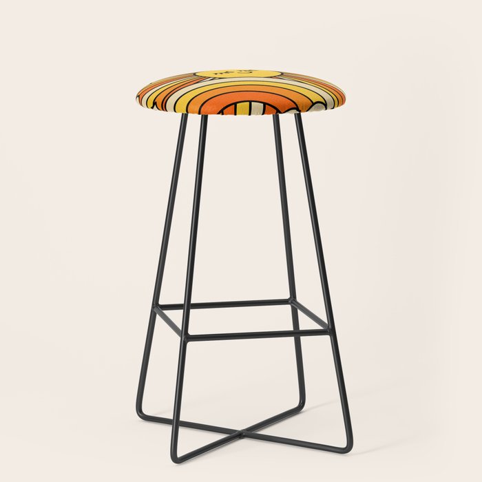The Happiest Sun Retro Groovy 70s Orange Yellow Stool Gallery Image 1