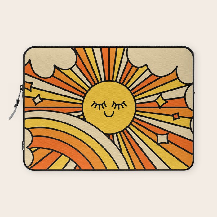 The Happiest Sun Retro Groovy 70s Orange Yellow Laptop Sleeve Gallery Image 1