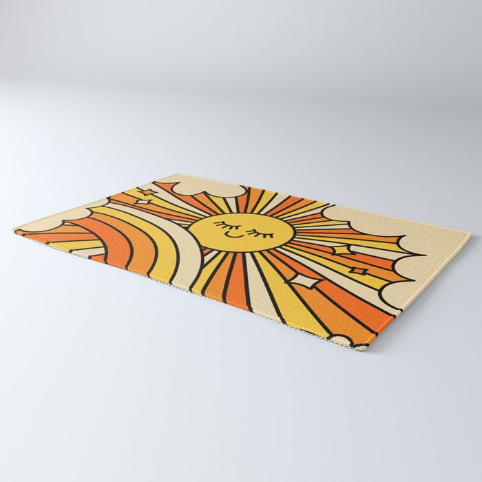 The Happiest Sun Retro Groovy 70s Orange Yellow Rug Gallery Image 3