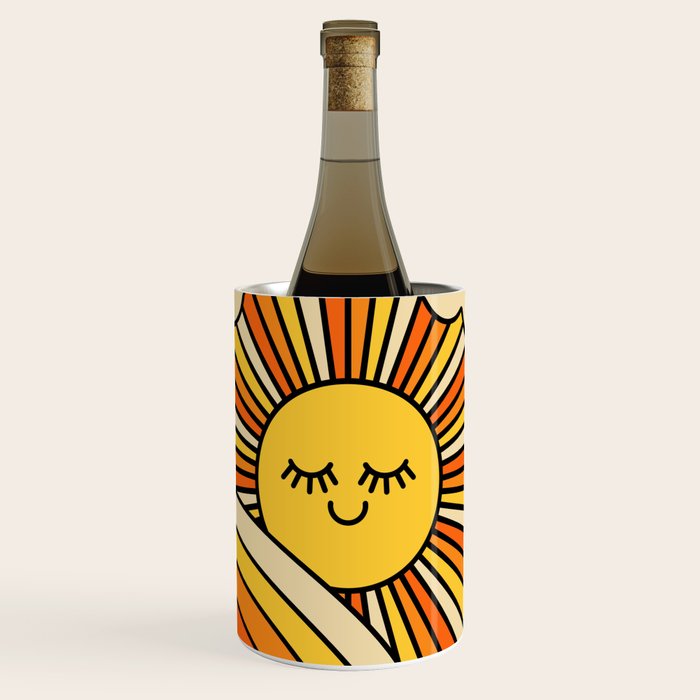 The Happiest Sun Retro Groovy 70s Orange Yellow Wine Chiller Gallery Image 1
