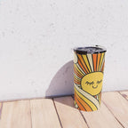 The Happiest Sun Retro Groovy 70s Orange Yellow Travel Mug Gallery Image 4