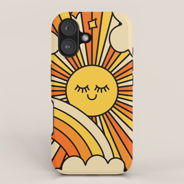 The Happiest Sun Retro Groovy 70s Orange Yellow iPhone Case Gallery Image 1