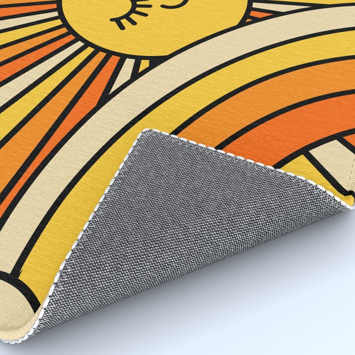 The Happiest Sun Retro Groovy 70s Orange Yellow Rug Gallery Image 4