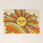 The Happiest Sun Retro Groovy 70s Orange Yellow Welcome Mat Gallery Image 1