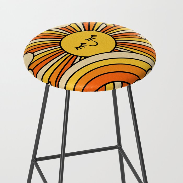 The Happiest Sun Retro Groovy 70s Orange Yellow Stool Gallery Image 2