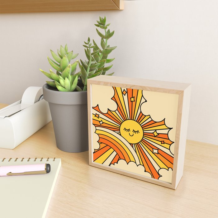 The Happiest Sun Retro Groovy 70s Orange Yellow Mini Art Print Gallery Image 2