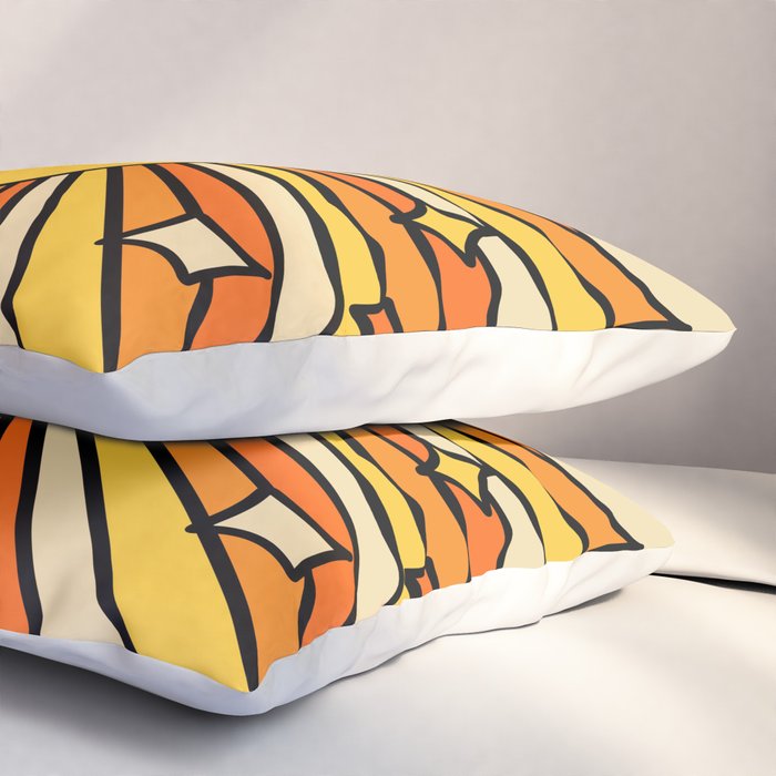 The Happiest Sun Retro Groovy 70s Orange Yellow Pillow Sham Gallery Image 3