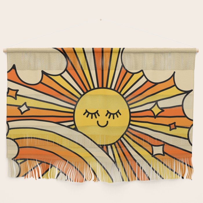 The Happiest Sun Retro Groovy 70s Orange Yellow Wall Hanging Gallery Image 1