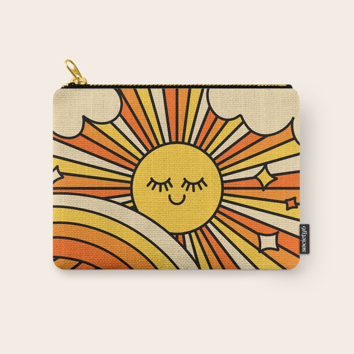 The Happiest Sun Retro Groovy 70s Orange Yellow Carry All Pouch Gallery Image 1