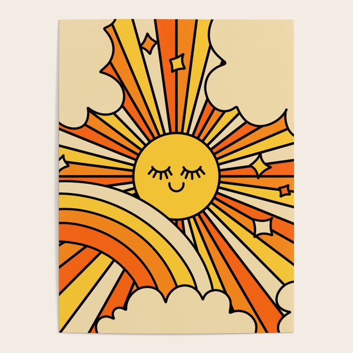 The Happiest Sun Retro Groovy 70s Orange Yellow Poster Gallery Image 4