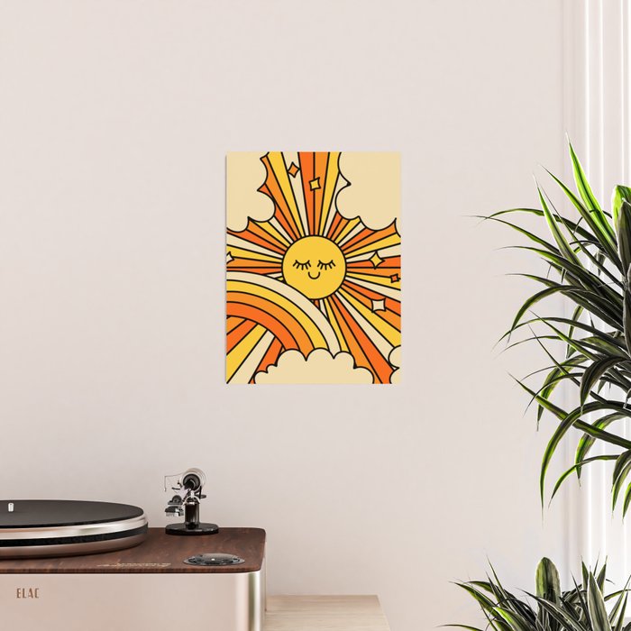 The Happiest Sun Retro Groovy 70s Orange Yellow Poster Gallery Image 2