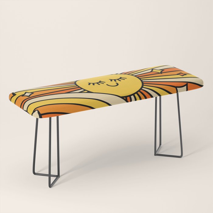 The Happiest Sun Retro Groovy 70s Orange Yellow Bench Gallery Image 1