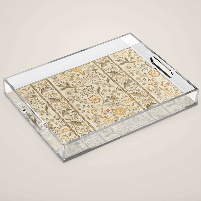 William Morris Vintage Wilhelmina Weave Lethaby Linen Cream Acrylic Tray Gallery Image 1