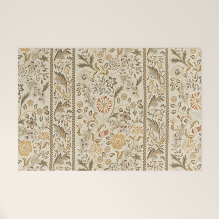 William Morris Vintage Wilhelmina Weave Lethaby Linen Cream Welcome Mat Gallery Image 1