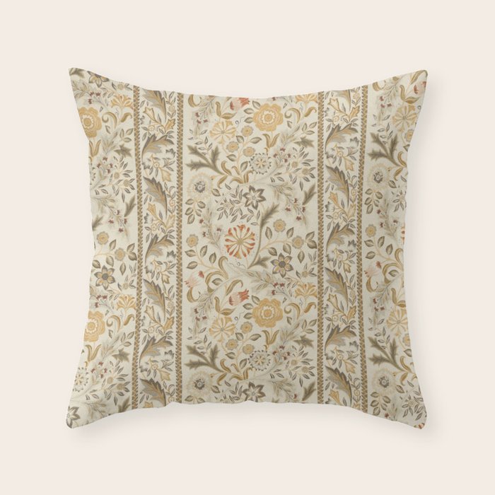 William Morris Vintage Wilhelmina Weave Lethaby Linen Cream Throw Pillow Gallery Image 1