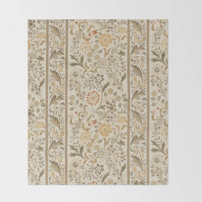 William Morris Vintage Wilhelmina Weave Lethaby Linen Cream Throw Blanket Gallery Image 2