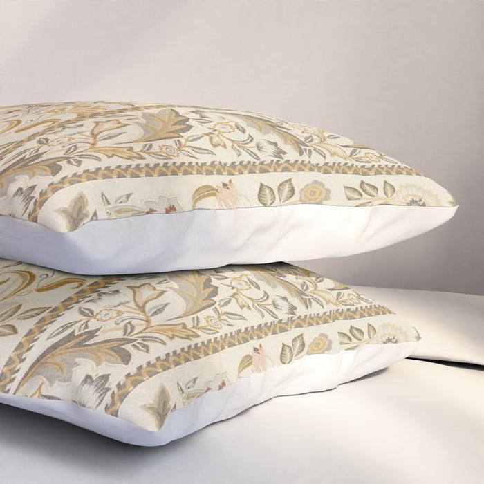 William Morris Vintage Wilhelmina Weave Lethaby Linen Cream Pillow Sham Gallery Image 3