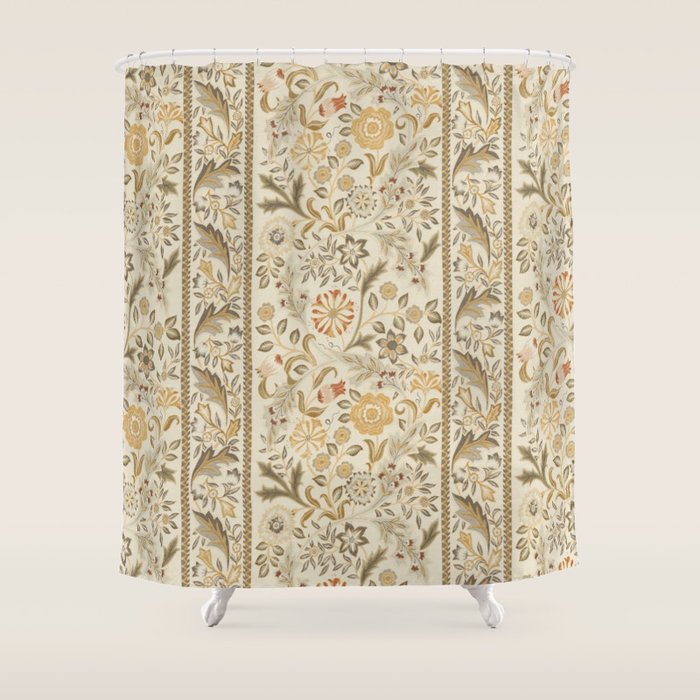 William Morris Vintage Wilhelmina Weave Lethaby Linen Cream Shower Curtain Gallery Image 1