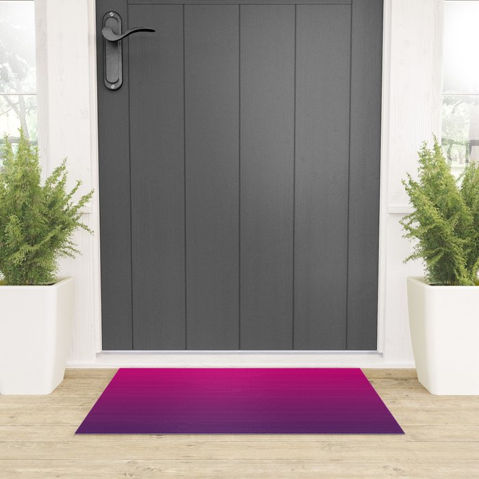 FUSCHIA pink to violet purple Gradient Ombre painted appearance Welcome Mat Gallery Image 3