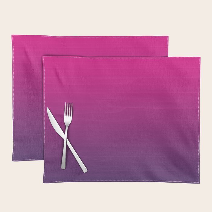 FUSCHIA pink to violet purple Gradient Ombre painted appearance Placemat Gallery Image 1
