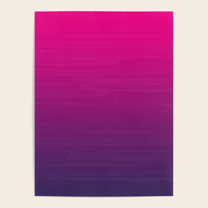FUSCHIA pink to violet purple Gradient Ombre painted appearance Poster Gallery Image 1