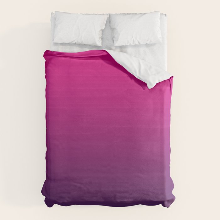 FUSCHIA pink to violet purple Gradient Ombre painted appearance Duvet Cover Gallery Image 1