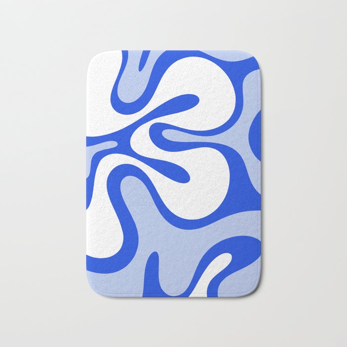 Royal Blue Smooth Contours Retro Contemporary Abstract Pattern Bath Mat Gallery Image 1