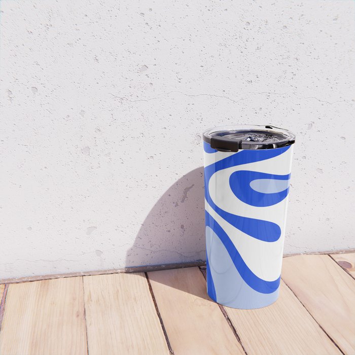 Royal Blue Smooth Contours Retro Contemporary Abstract Pattern Travel Mug Gallery Image 4