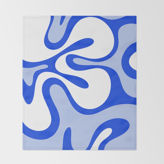 Royal Blue Smooth Contours Retro Contemporary Abstract Pattern Throw Blanket Gallery Image 2