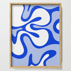Royal Blue Smooth Contours Retro Contemporary Abstract Pattern Serving Tray Gallery Image 1