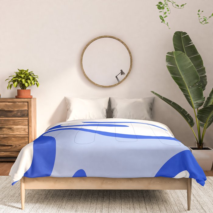 Royal Blue Smooth Contours Retro Contemporary Abstract Pattern Comforter Gallery Image 3