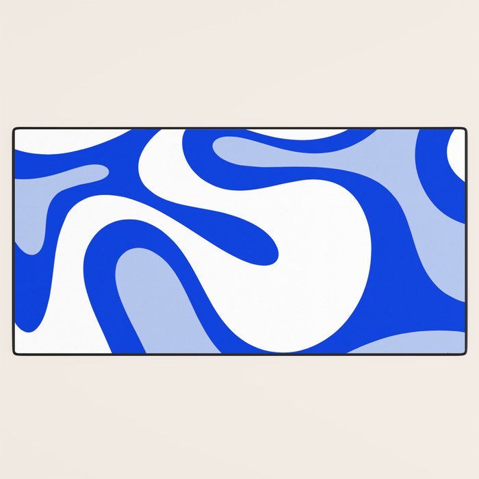 Royal Blue Smooth Contours Retro Contemporary Abstract Pattern Desk Mat Gallery Image 3