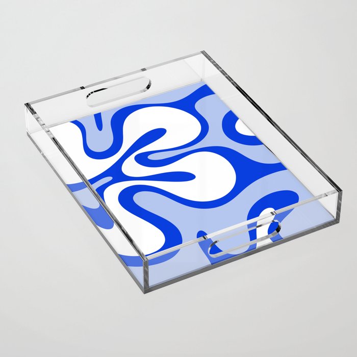 Royal Blue Smooth Contours Retro Contemporary Abstract Pattern Acrylic Tray Gallery Image 1