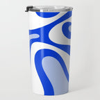 Royal Blue Smooth Contours Retro Contemporary Abstract Pattern Travel Mug Gallery Image 3