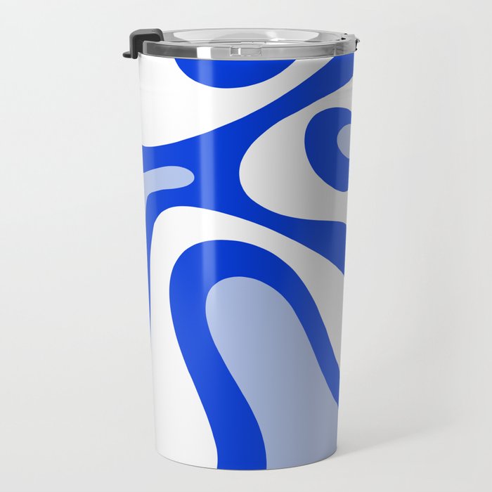 Royal Blue Smooth Contours Retro Contemporary Abstract Pattern Travel Mug Gallery Image 3