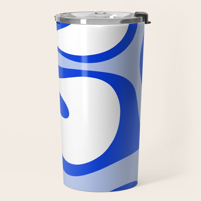 Royal Blue Smooth Contours Retro Contemporary Abstract Pattern Travel Mug Gallery Image 2