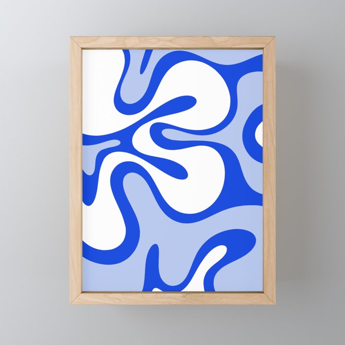 Royal Blue Smooth Contours Retro Contemporary Abstract Pattern Mini Art Print Gallery Image 1