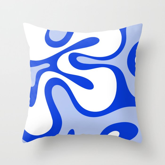 Royal Blue Smooth Contours Retro Contemporary Abstract Pattern Throw Pillow Gallery Image 6