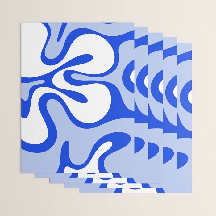 Royal Blue Smooth Contours Retro Contemporary Abstract Pattern Wrapping Paper Gallery Image 3