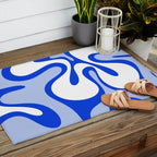 Royal Blue Smooth Contours Retro Contemporary Abstract Pattern Outdoor Rug Gallery Image 2