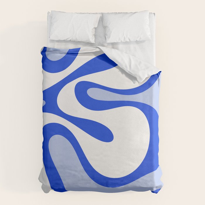 Royal Blue Smooth Contours Retro Contemporary Abstract Pattern Duvet Cover Gallery Image 6