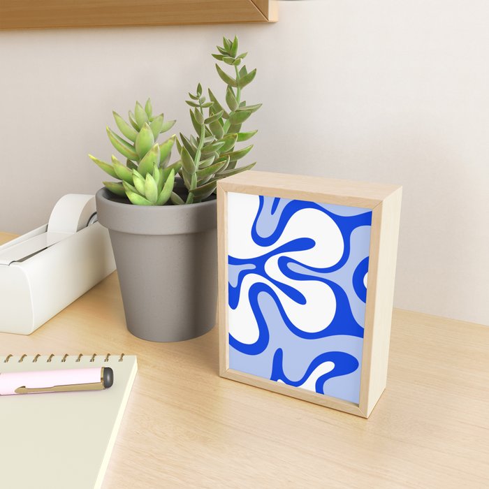 Royal Blue Smooth Contours Retro Contemporary Abstract Pattern Mini Art Print Gallery Image 2