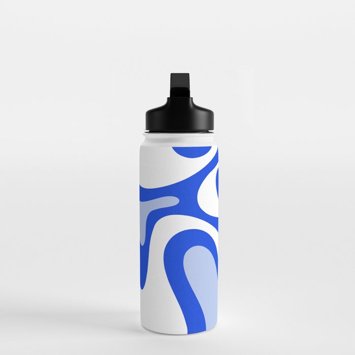 Royal Blue Smooth Contours Retro Contemporary Abstract Pattern Water Bottle Gallery Image 3