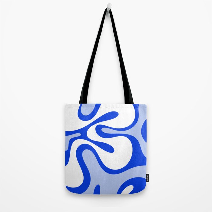 Royal Blue Smooth Contours Retro Contemporary Abstract Pattern Tote Bag Gallery Image 2