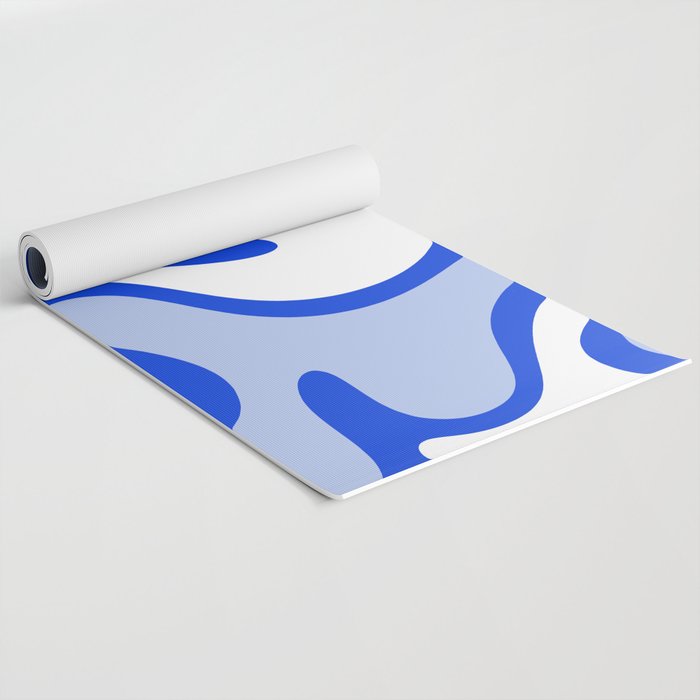Royal Blue Smooth Contours Retro Contemporary Abstract Pattern Yoga Mat Gallery Image 2
