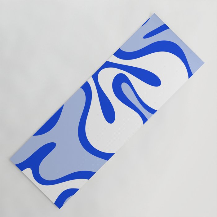 Royal Blue Smooth Contours Retro Contemporary Abstract Pattern Yoga Mat Gallery Image 1